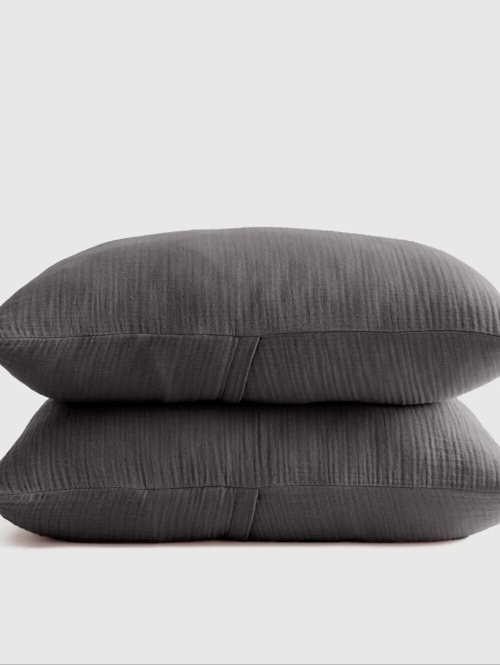 NWOT! Quince Organic Cotton Set Of 2 Charcoal Airy Gauze Shams! Standard (Y33)